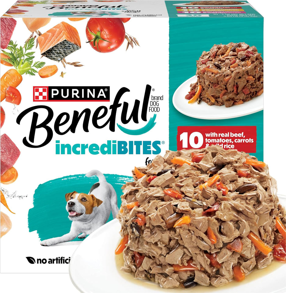 Beneful PLrina Small Breed Wet Dog Food Variety Pack, IncrediBites With Real Beef, Chicken and Salmon - (Pack of 30) 3 Oz. Cans