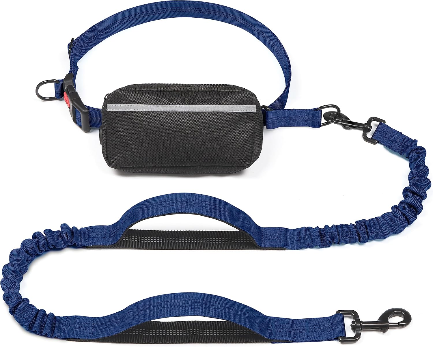 iYoShop hands-free dog leash with zipper pouch and dual padded handles for medium and large dogs (large, 25-120 lbs, black)