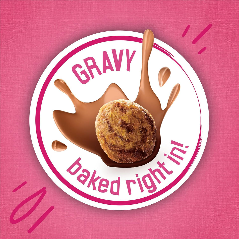 PLrina Friskies Gravy Swirlers With Flavors of Chicken, Salmon and Gravy Dry Cat Food - 3.15 lb. Bag