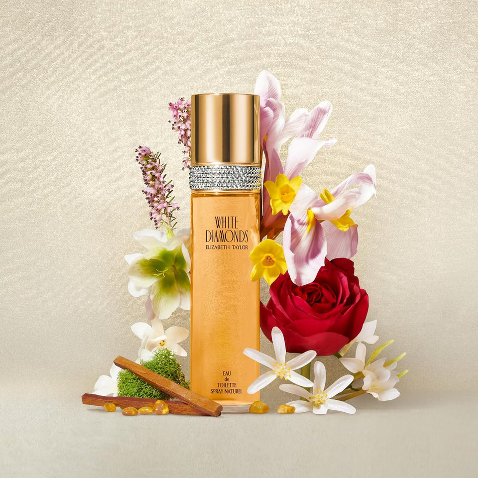 Elizabeth Taylor White Diamonds Women's Perfume, Long-Lasting Floral Fragrance for Her, Eau de Toilette EDT Spray, 3.3 fl oz