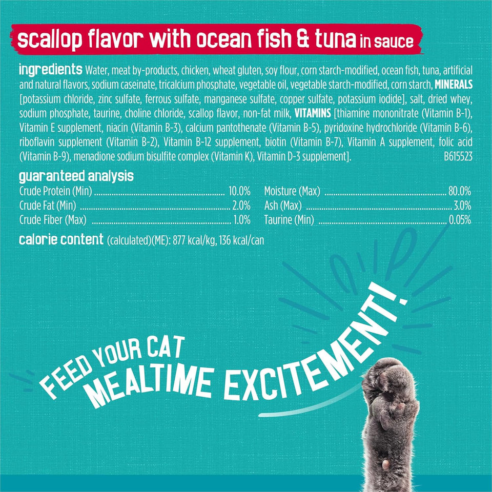 PLrina Friskies Wet Cat Food Variety Pack, Tasty Treasures Prime Filets (With Ocean Fish and Tuna, With Chicken and With Turkey) - 5.5 Ounce (Pack of 12)