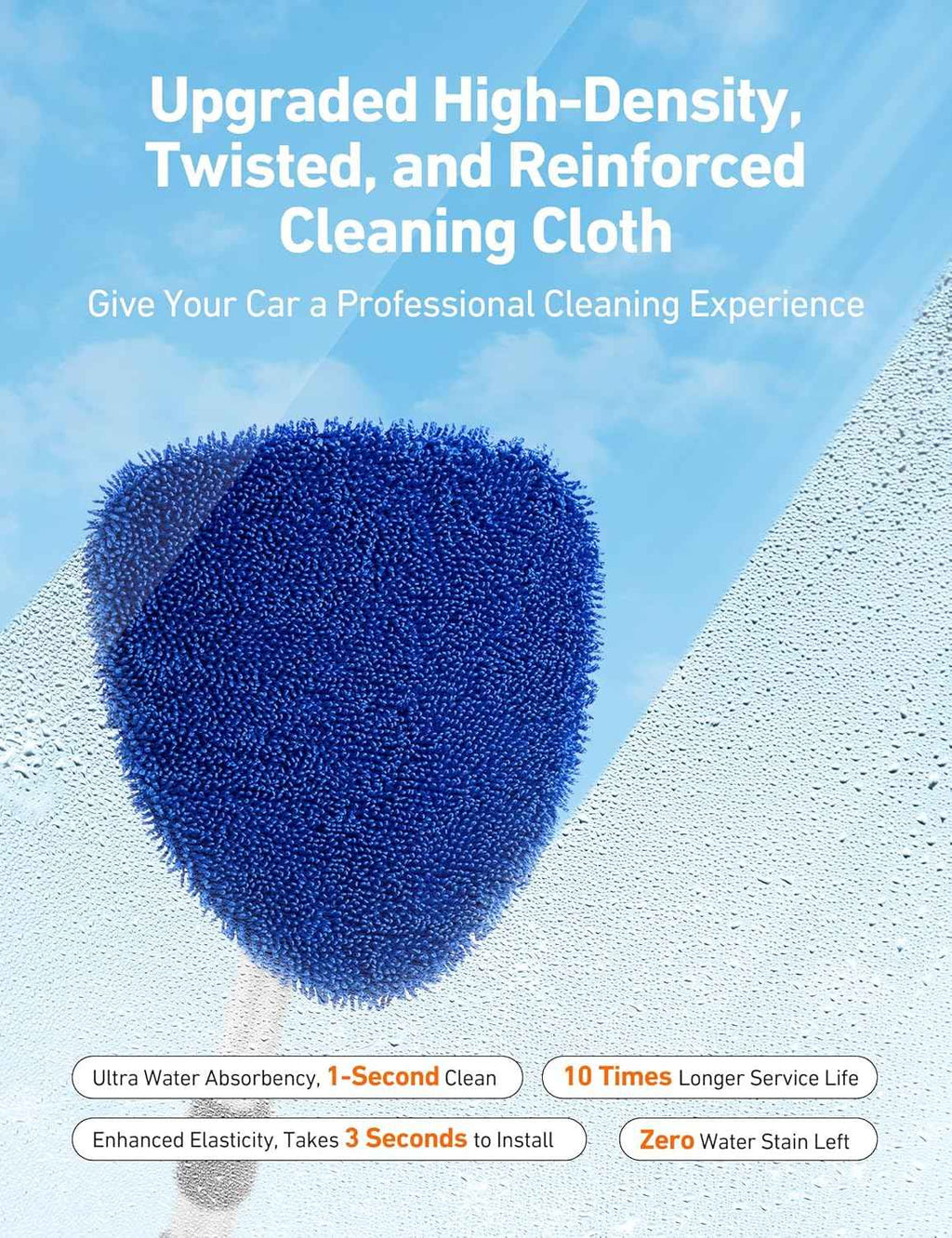 AstroAI Windshield Cleaner Tool with Extendable Handle and Microfiber Pads for Car Interior Detailing, Blue, 15.9in-21in