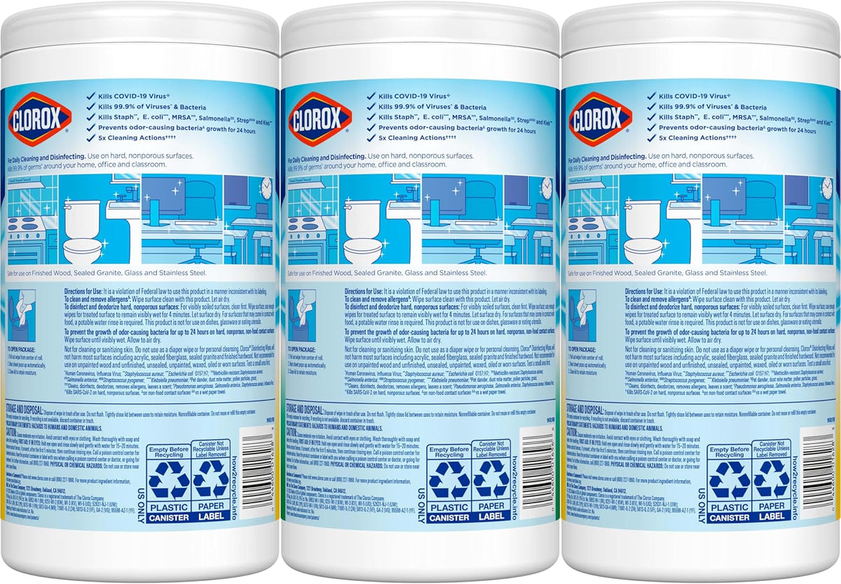 Clorox Disinfecting Cleaning Wipes Variety Pack, 75 Count Each, Pack of 3 (Package May Vary)