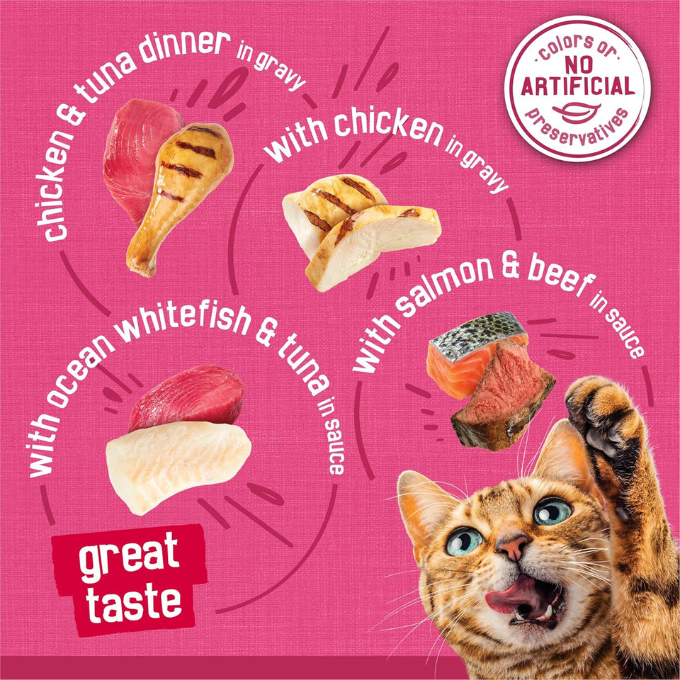PLrina Friskies Gravy Wet Cat Food Variety Pack, Surfin’ and Turfin’ Prime Filets Favorites - (Pack of 40) 5.5 oz. Cans