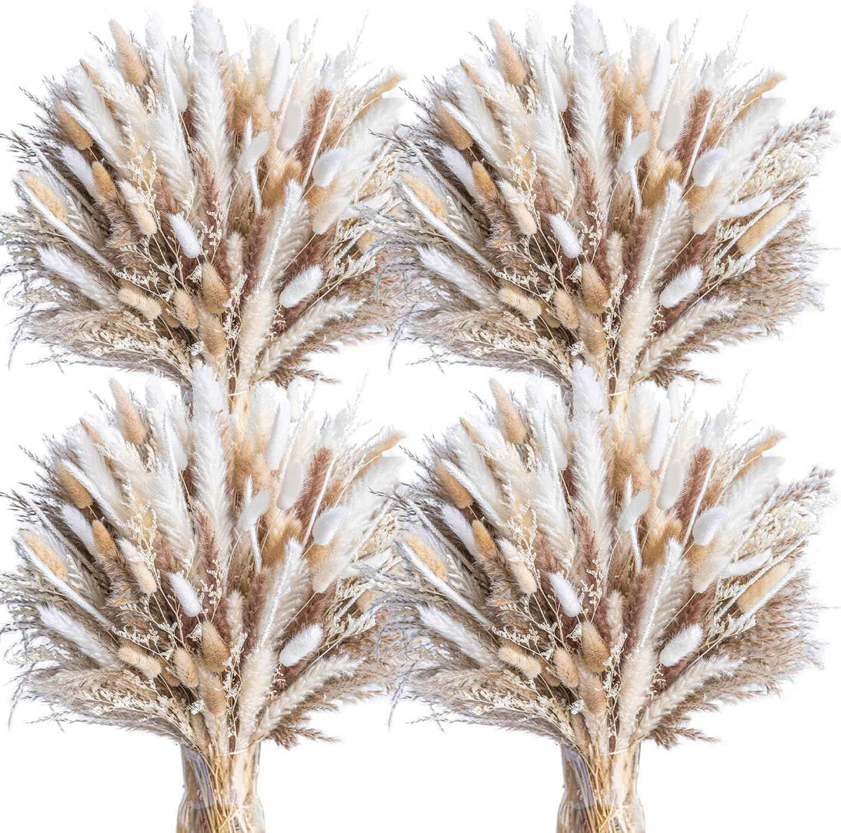 96PCS Natural Dried Pampas Grass Boho Home Decor Bouquet Phragmites Dried Flowers Bouquet for Wedding Floral Arrangements Home Decorations (96PCS)