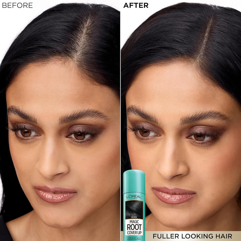 L'Oreal Paris Root Cover Up Temporary Gray Concealer Spray, Hair Color Spray with Filling & Thickening Coverage, Dark Brown, Packaging May Vary