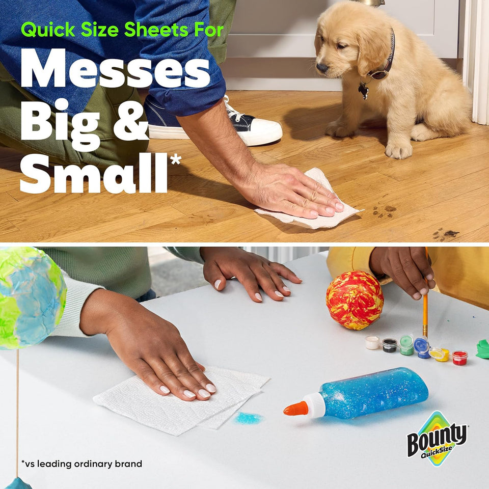 Bounty Quick Size Paper Towels, White, 8 Family Rolls = 20 Regular Rolls - PureLivingMart