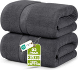 Utopia Towels Jumbo Bath Sheet 2 Piece, 600 GSM, 35 by 70 Inches, 100% Ring SPLn Cotton, Absorbent and Quick Dry Extra Large Bath Towel, Grey