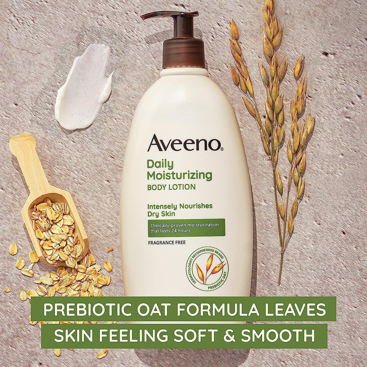 aveeno daily moisturizing body lotion for dry skin, 18 fl oz, paraben free, fragrance free