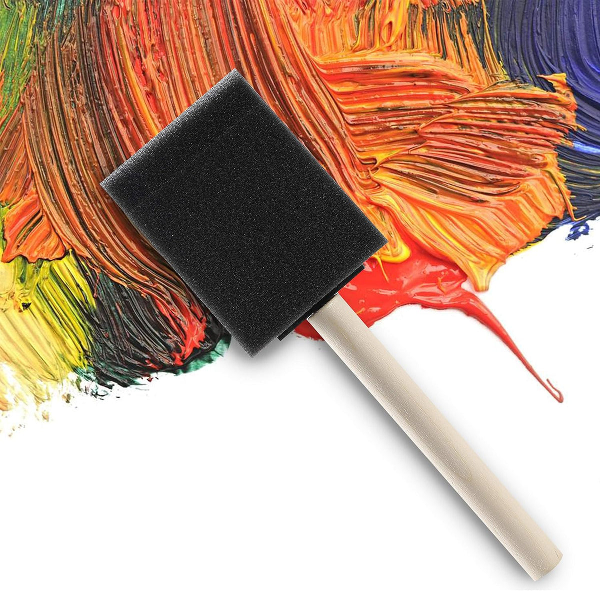 Bates- Foam Paint Brushes, 2 Inch, 16 Pack, Wooden Handle, Sponge Brushes for Painting, Staining, Varnishes, Gluing and DIY Craft Projects on Wood, Metal & More