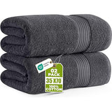 Utopia Towels Jumbo Bath Sheet 2 Piece, 600 GSM, 35 by 70 Inches, 100% Ring SPLn Cotton, Absorbent and Quick Dry Extra Large Bath Towel, Grey