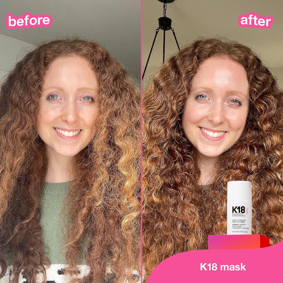 K18 Leave-In Molecular Repair Hair Mask, Patented, Lasting Repair For Dry, Frizzy, Damaged Hair, Reverse Damage In 4 Minutes From Bleach, Color, Chemical Services + Heat