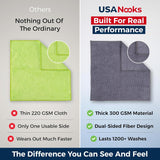 USANOOKS Microfiber Cleaning Cloth Grey - 12 Pcs (12.5"x12.5") - High Performance - 1200 Washes, Ultra Absorbent Microfiber Towel Weave Grime & Liquid for Streak-Free Mirror Shine - Car Washing Cloth
