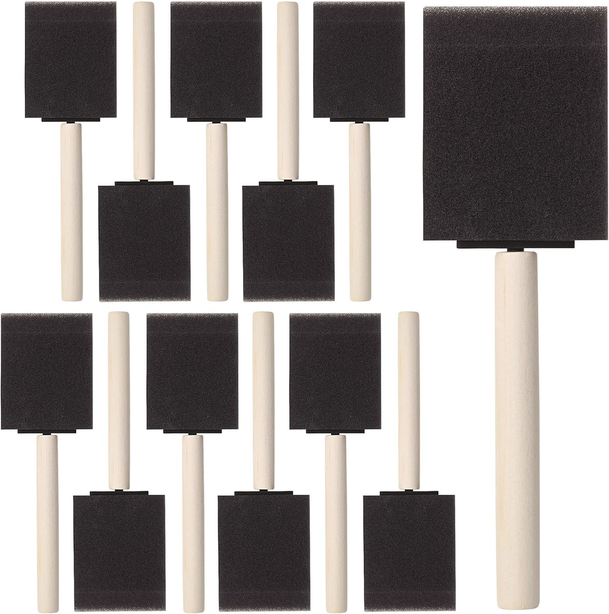 Bates- Foam Paint Brushes, 2 Inch, 16 Pack, Wooden Handle, Sponge Brushes for Painting, Staining, Varnishes, Gluing and DIY Craft Projects on Wood, Metal & More