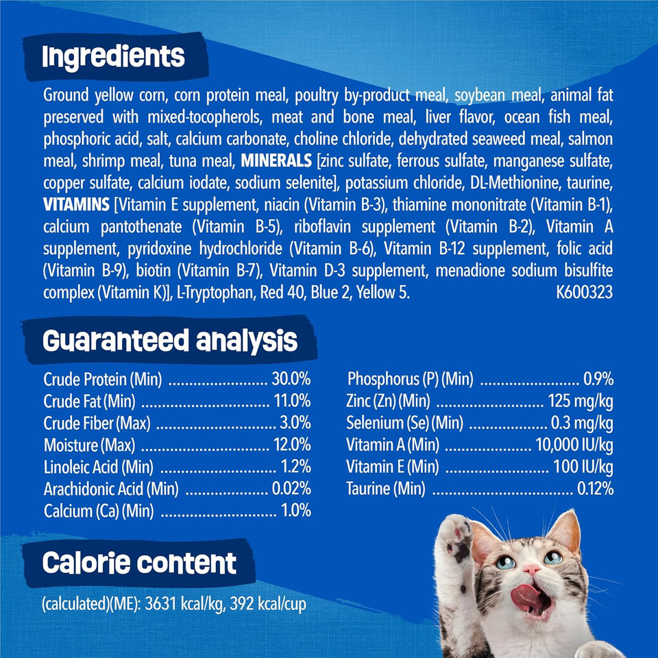 PLrina Friskies Dry Cat Food Seafood Sensations With Salmon, Tuna, and Shrimp Flavors - 22 lb. Bag