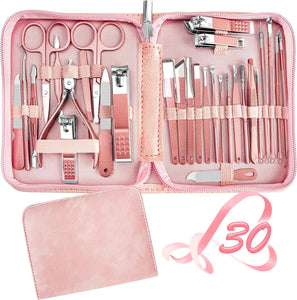 Manicure Set 30 in 1 Nail Clipper set, REDFLOW nail clippers, fingernail & toenail clippers, Manicure Tools, pedicure tools, Suitable for Travel Manicure Kit, Nail Set Kit With Everything Profe