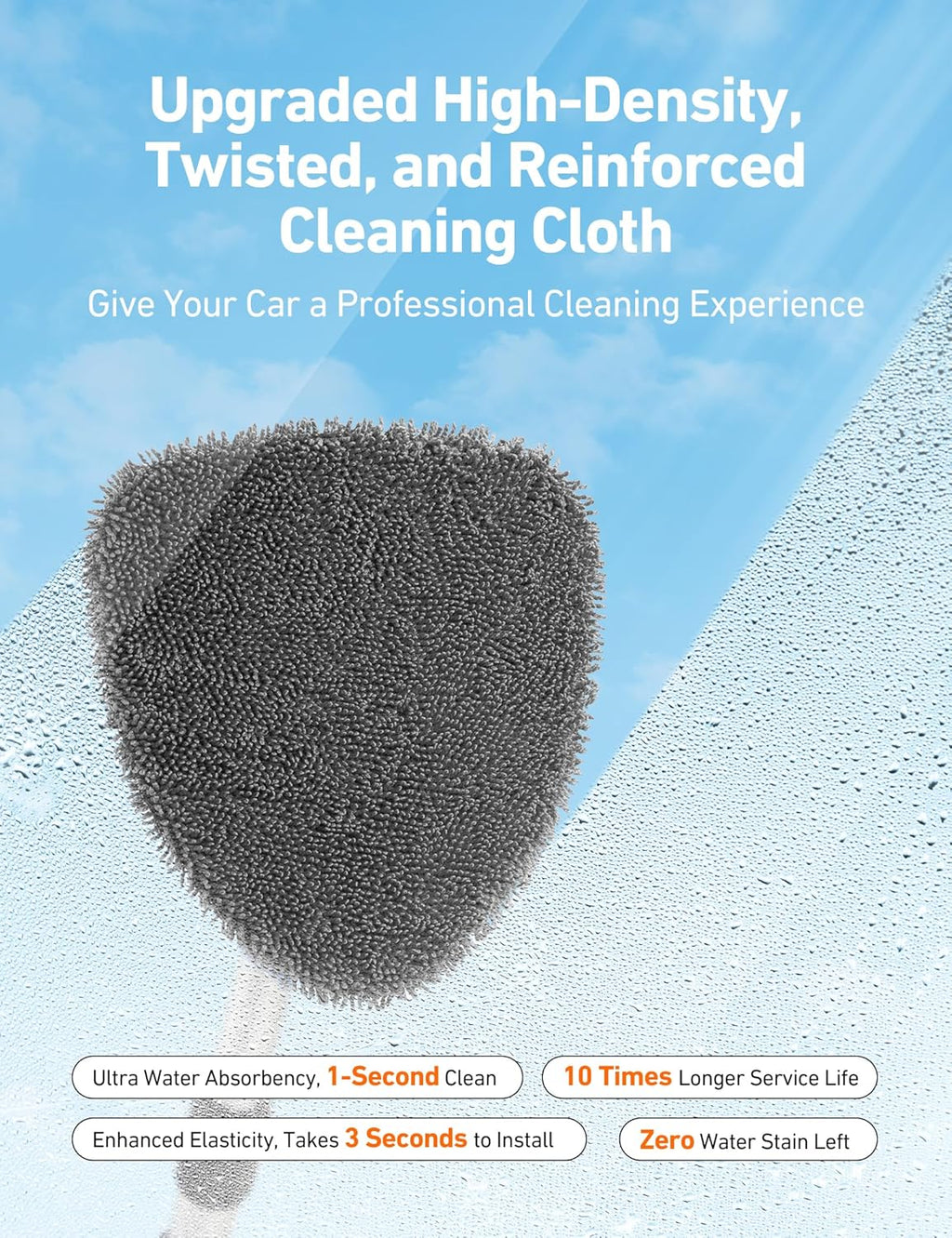 astroAI Windshield Cleaner Tool with Extendable Handle and 4 Reusable Microfiber Pads for Car Interior Detailing Cleaning Kit, Gray, 15.9-21in