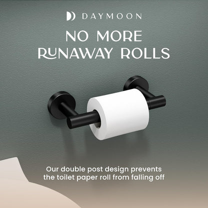 Day Moon Matte Black Toilet Paper Holder - Wall Mount Modern Roll Holder for Bathroom