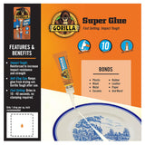Gorilla Super Glue, Fast‑Setting, Impact‑Tough All‑Purpose Adhesive with Anti-Clog Cap, 4 -3 g Tubes, (Pack of 1) - Clear