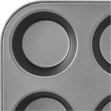 Amazon Basics Nonstick Muffin Pan, Set of 2, Sturdy, Oven Safe, Bakes Evenly, Easy to Clean, 12 Cups, Gray, 13.9x10.55x1.22"