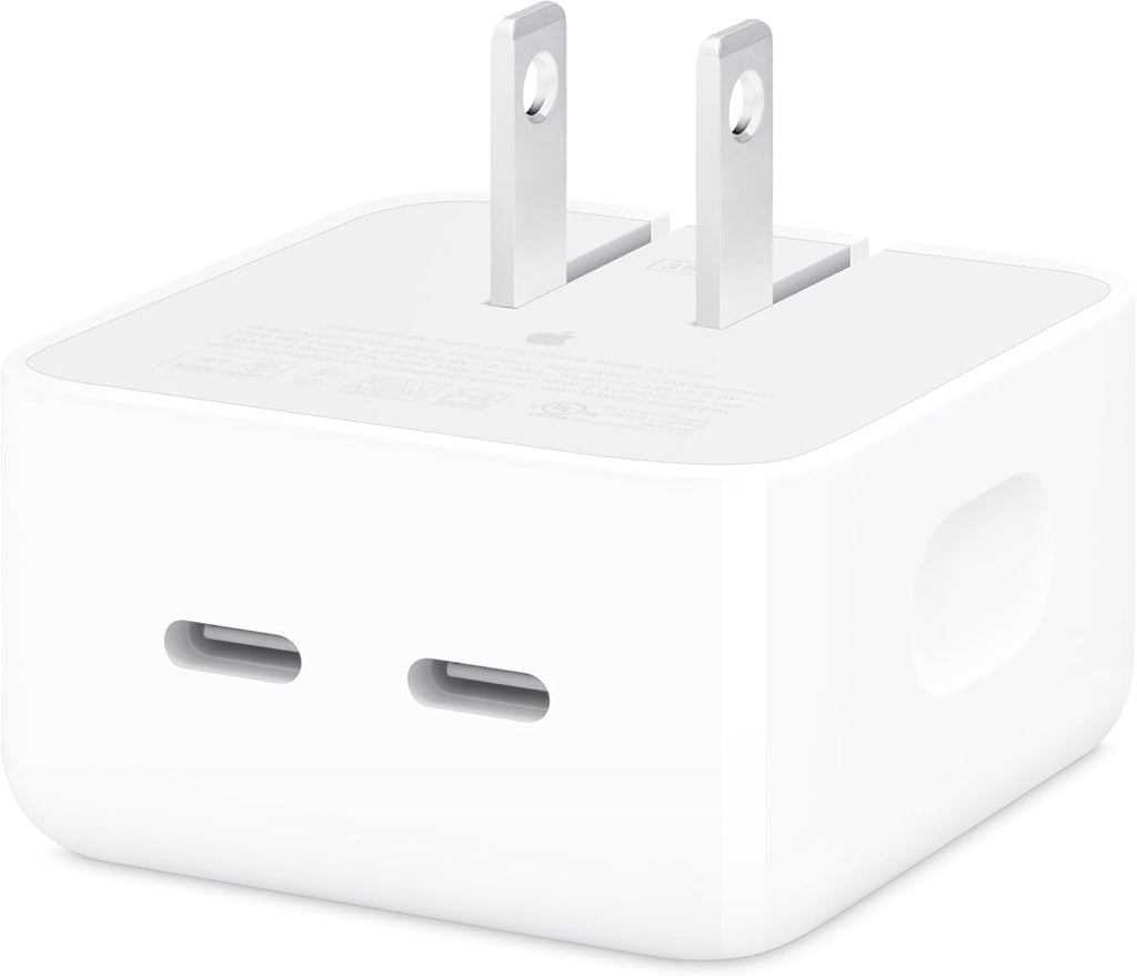 apple 35w dual usb-c compact power adapter fast type-c charge for iphone ipad macbook air airpods
