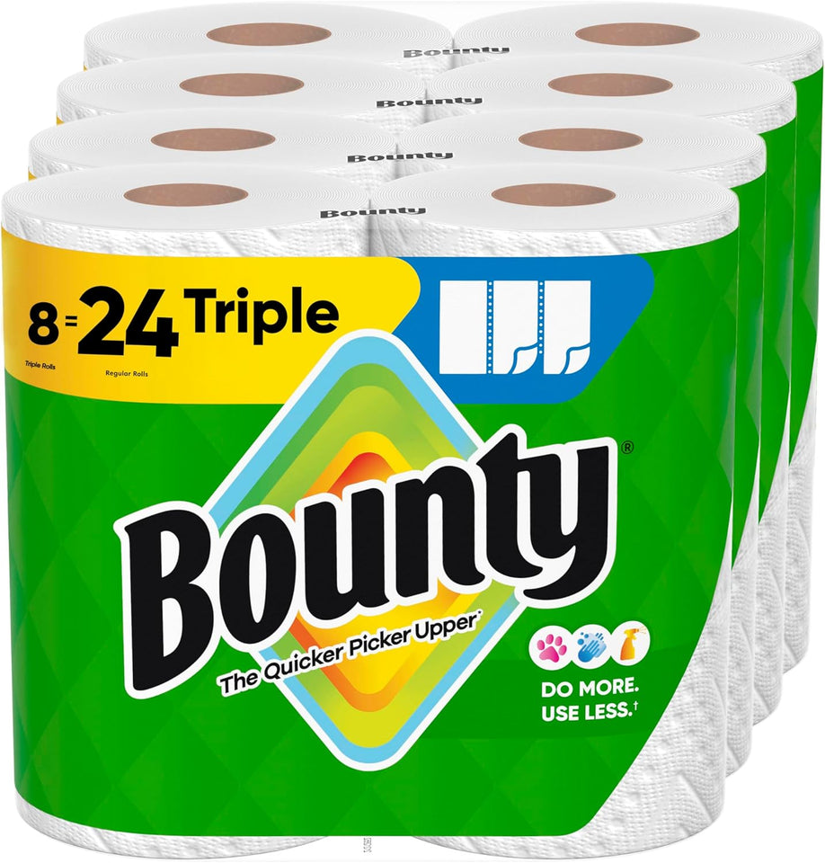 Bounty Select-A-Size Paper Towels, 8 Triple Rolls, White, Absorbent and Reliable, Fast Absorption, Reliable Strength