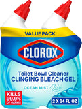 Clorox Toilet Bowl Cleaner Clinging Bleach Gel with Ocean Mist Scent - 6 inches x 6 inches - 1 pound - Bleach Gel