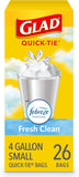 Glad Small Trash Bags 4 Gallon, Febreze Fresh Clean Garbage Bags - PureLivingMart