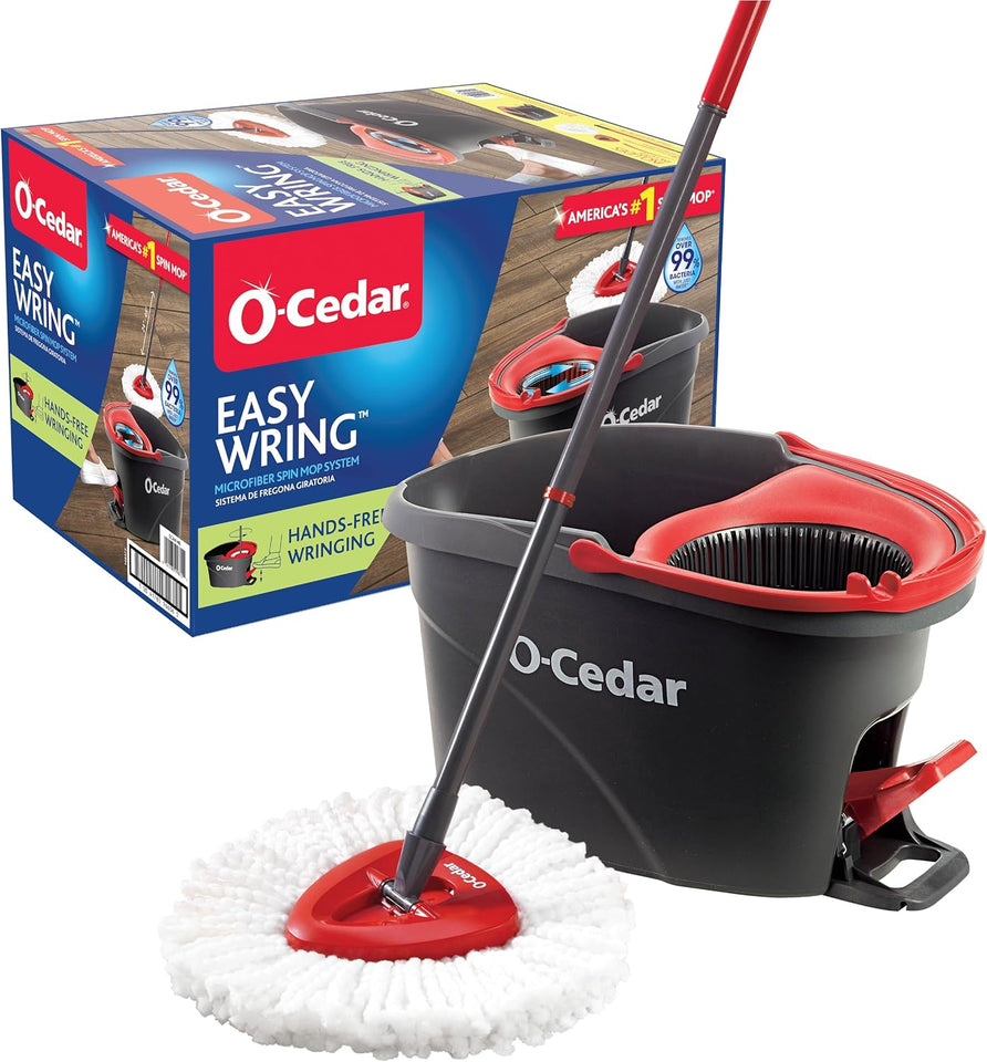 O-Cedar EasyWring Microfiber Spin Mop and Bucket System with Foot Pedal for Effortless Floor Cleaning