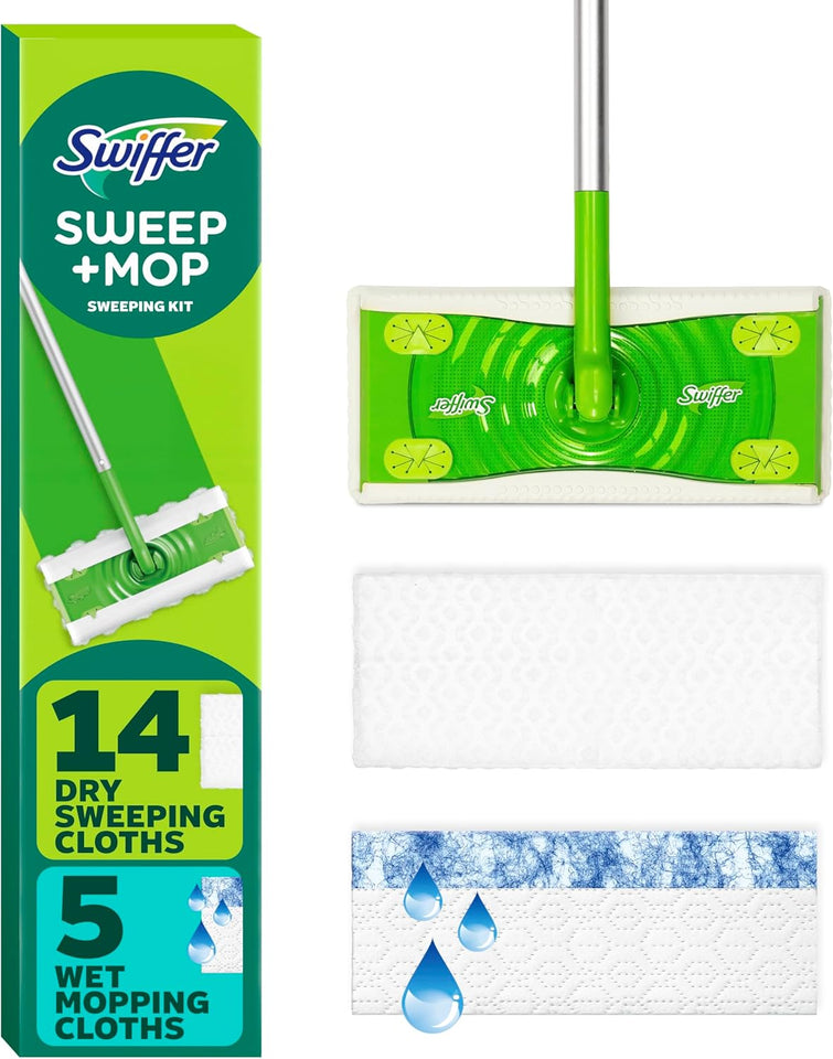 Swiffer Sweeper 2-in-1 Floor Cleaning Mop Starter Kit - Dry & Wet Multi-Surface Refills (20-Piece Set)
