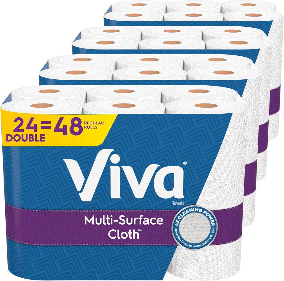 viva multi-surface cloth paper towels, 4 packs of 6, 24 double rolls, 110 sheets per roll